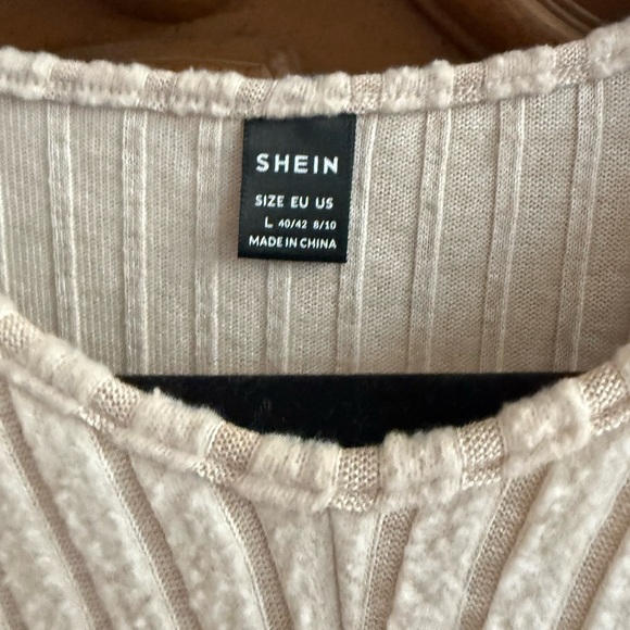 SHEIN Cream Ribbed Midi Dress - Picture 2 of 2